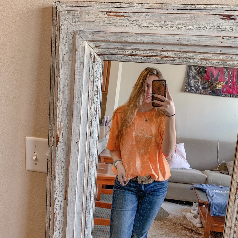 Orange Bleached Tee